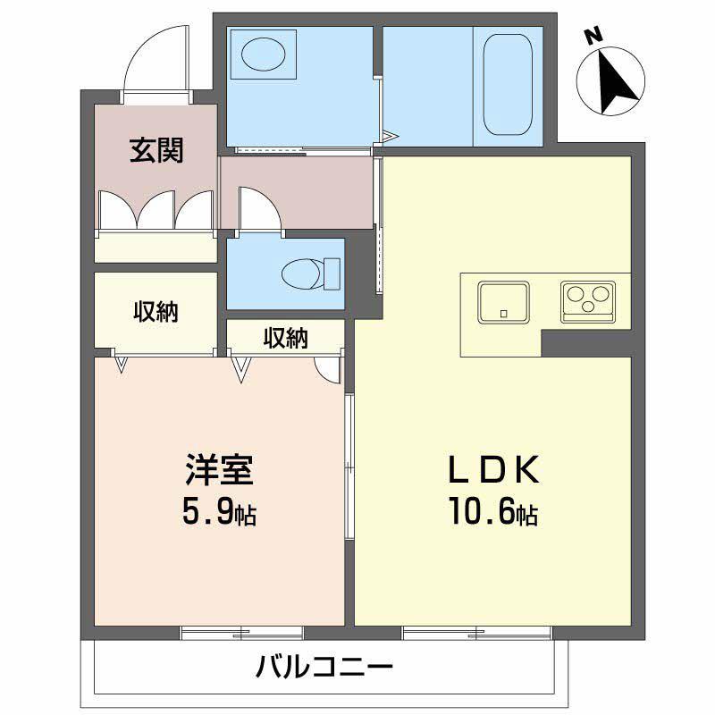 ベレオ アトリエール住吉(1LDK/2階)の間取り写真