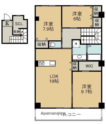 ボヌール新浜(3LDK/2階)の間取り写真