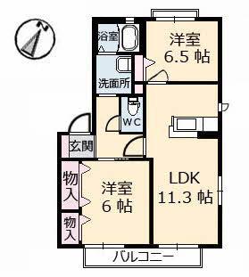 リッシュ良庵 5(2LDK/2階)の間取り写真