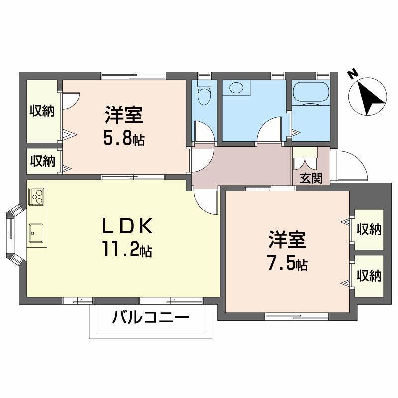 ファミールアルファ A(2LDK/2階)の間取り写真