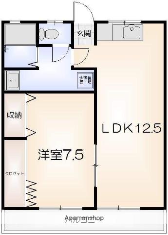 川渕マンション(1LDK/2階)の間取り写真