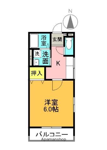 第34愛日ハイツA棟(1K/2階)の間取り写真