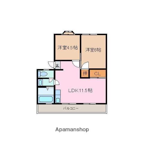 森ビル(2LDK/3階)の間取り写真