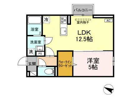 クリエ・ガーデン(1LDK/1階)の間取り写真