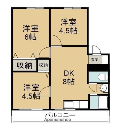 フローラ名東(3DK/3階)の間取り写真