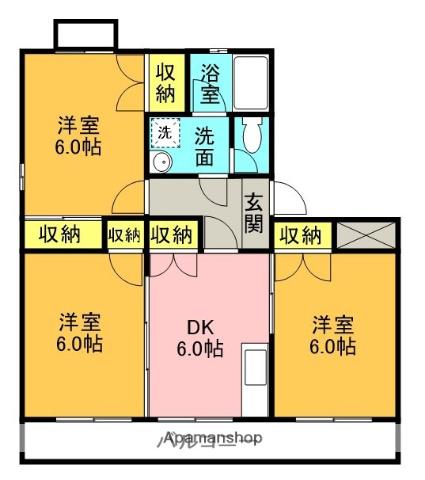 フリーデン(3DK/3階)の間取り写真