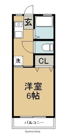 メディソン佐古(1K/2階)の間取り写真