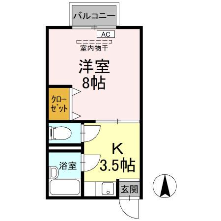 第2立岩ハイツ(1K/1階)の間取り写真