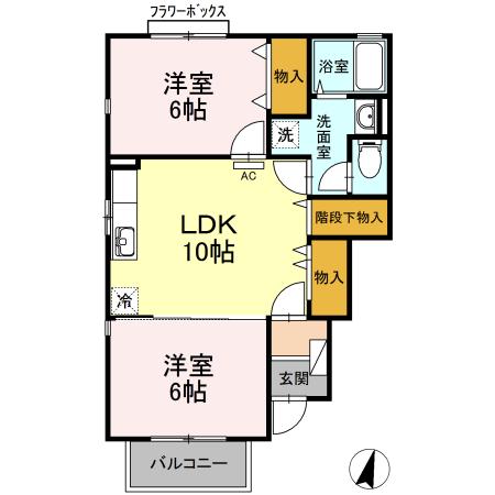 パティオ武中(2LDK/1階)の間取り写真