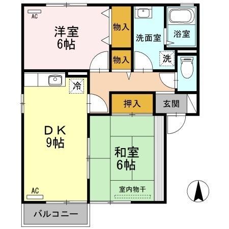 ハイツ曙 1棟(2DK/1階)の間取り写真