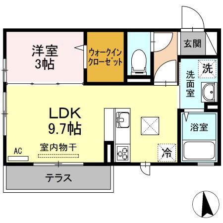 アゼリアブロム(1LDK/1階)の間取り写真