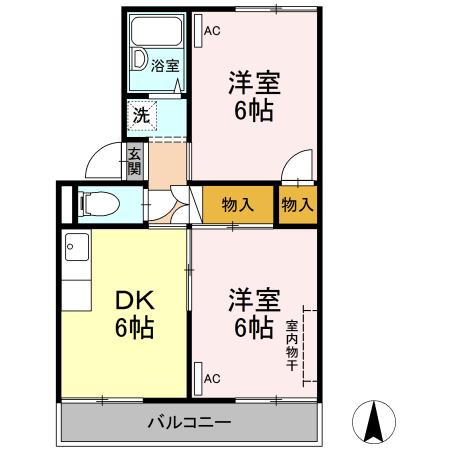 セジュール住吉A(2DK/1階)の間取り写真