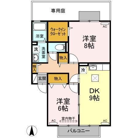 STREAM VILLAGE B(2DK/1階)の間取り写真