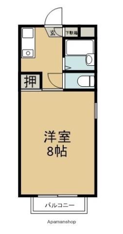 ドミール山城(1DK/2階)の間取り写真