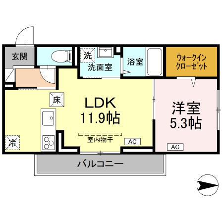 アーバンライフヒロ沖浜(1LDK/1階)の間取り写真