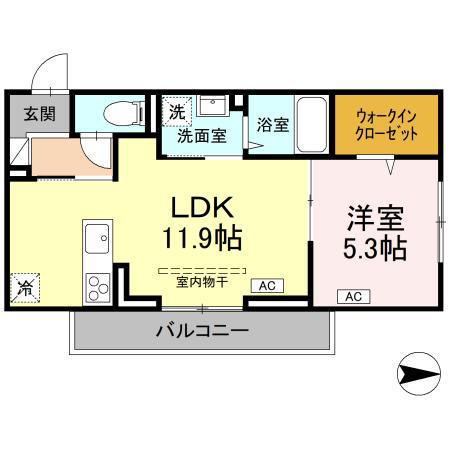 アーバンライフヒロ沖浜(1LDK/3階)の間取り写真