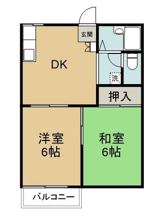 佐藤ハイツ(2DK/1階)の間取り写真