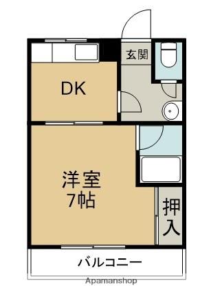 ハローハイツ(1DK/2階)の間取り写真