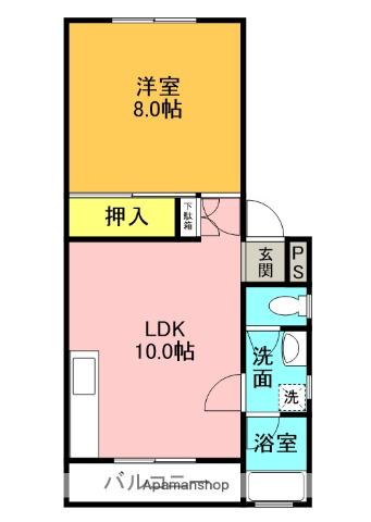 コーポ三木(1LDK/1階)の間取り写真