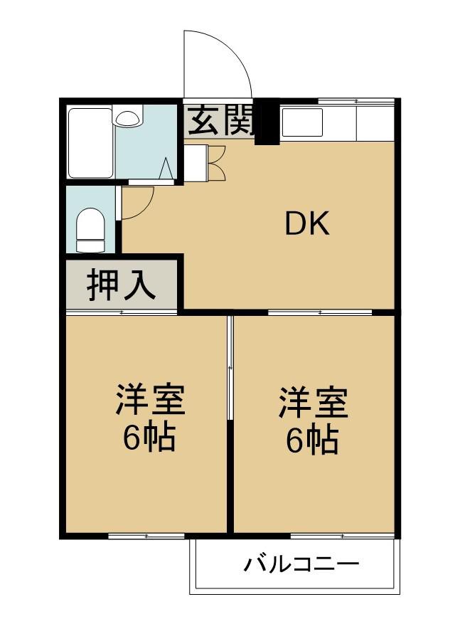 タウニー佐藤(2DK/1階)の間取り写真