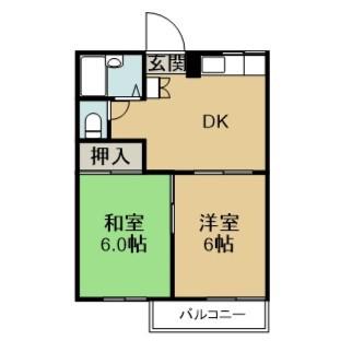 タウニー佐藤(2DK/2階)の間取り写真