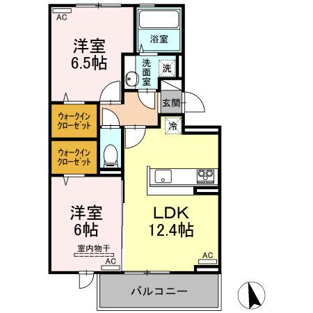 セレーノ南田宮(2LDK/1階)の間取り写真