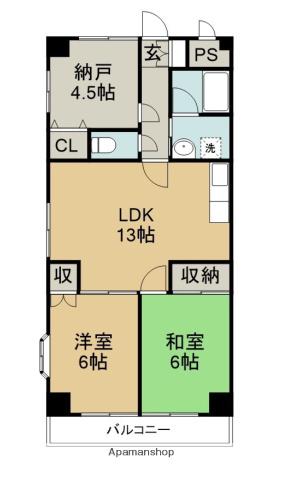 サンセール二軒屋ウエスト(3LDK/3階)の間取り写真