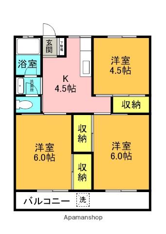 ハニーハイツ(3K/3階)の間取り写真