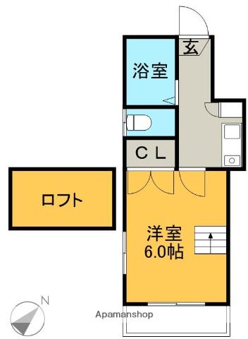 ロフトタウン住吉(1K/2階)の間取り写真