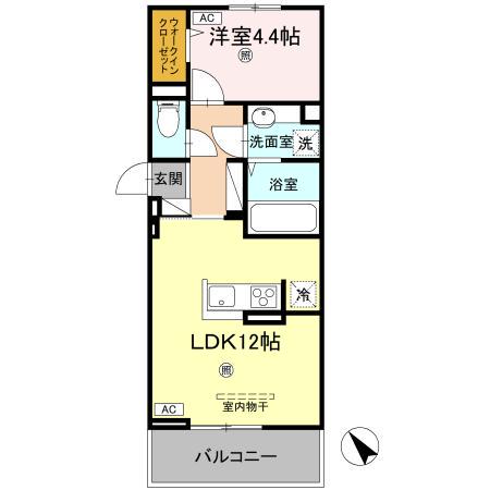 サンセール問屋町II(1LDK/3階)の間取り写真