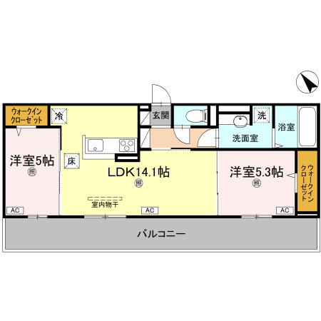 サンセール問屋町II(2LDK/1階)の間取り写真