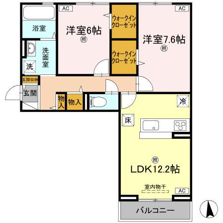 ヴィクトリア エディ(2LDK/1階)の間取り写真