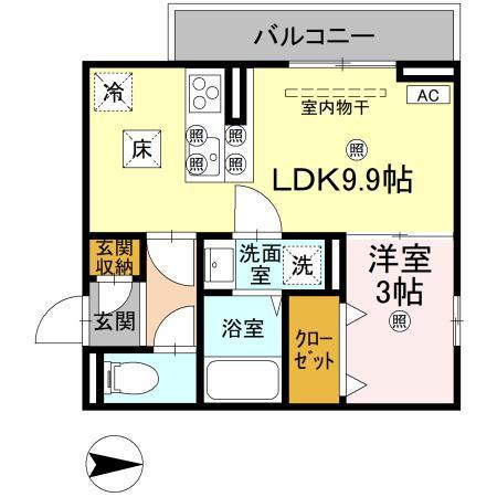 ドリーム庄町II(1LDK/1階)の間取り写真