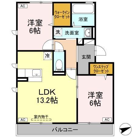 パルクアミティエI(2LDK/2階)の間取り写真