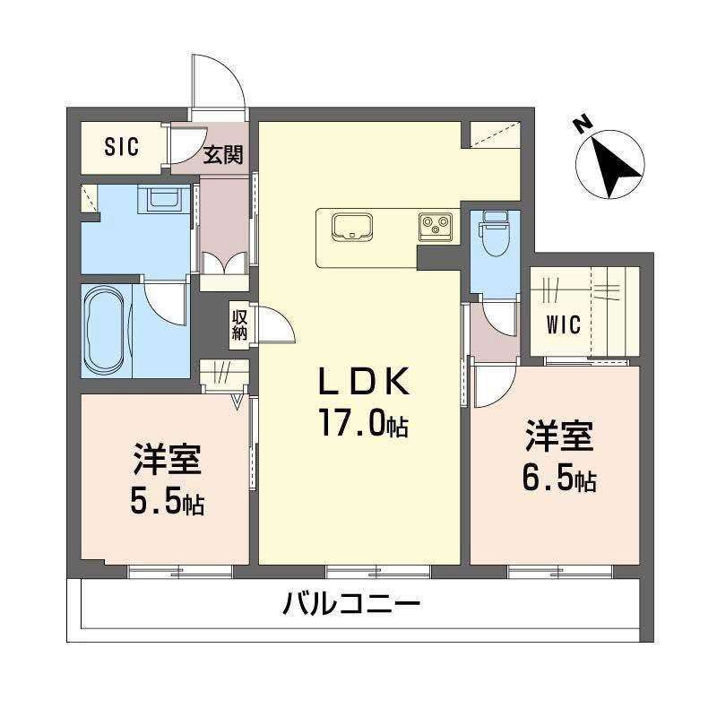 SHAMAISON グランフィリア(2LDK/2階)の間取り写真