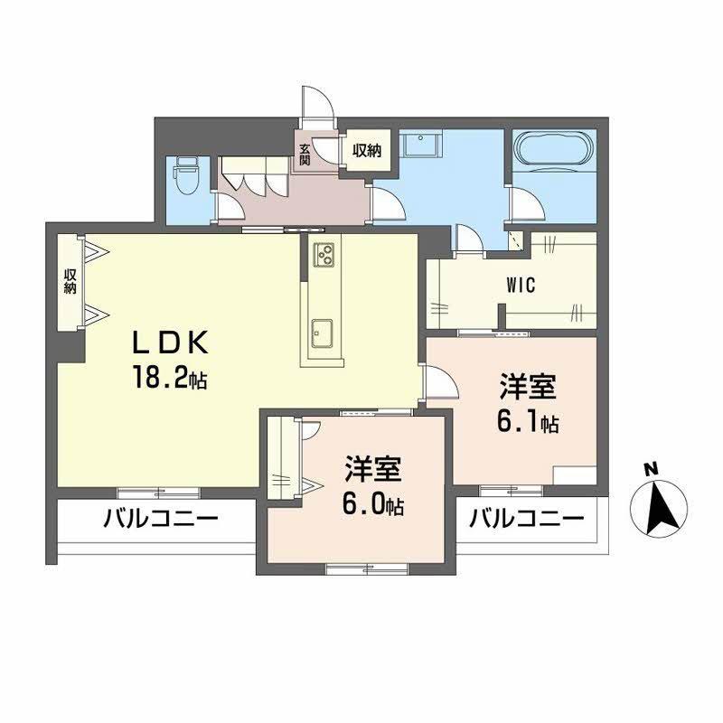 ベレオ安宅(2LDK/3階)の間取り写真