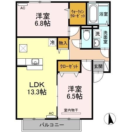 セジュール マホロ A棟(2LDK/1階)の間取り写真
