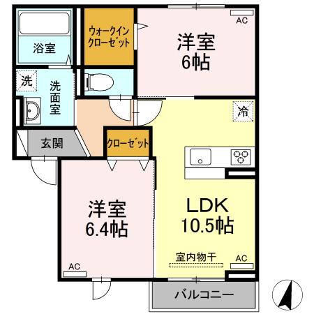 カーサ モエハ(2LDK/2階)の間取り写真