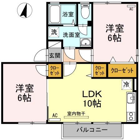 サニークレストA(2LDK/1階)の間取り写真