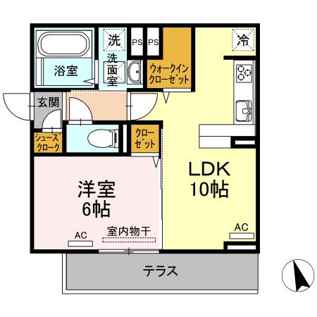 シエルコート(1LDK/1階)の間取り写真