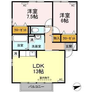 リビングタウン鳴門C棟(2LDK/2階)の間取り写真