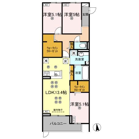 エグレットテラスII(3LDK/1階)の間取り写真