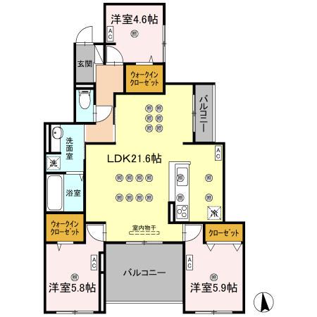 エグレットテラスII(3LDK/3階)の間取り写真
