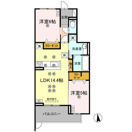 エグレットテラスII(2LDK/1階)の間取り写真