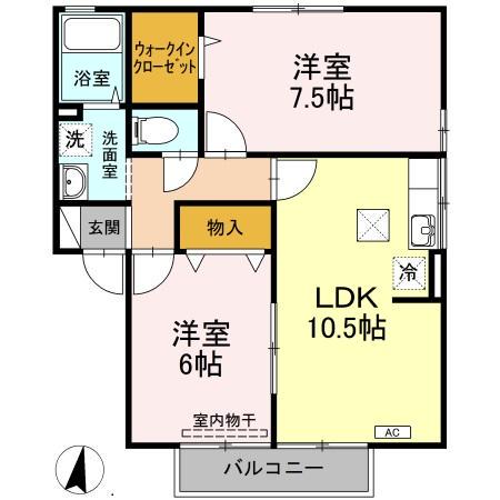 ポルト ベール C棟(2LDK/1階)の間取り写真