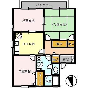 ピュアメゾンD(3DK/1階)の間取り写真