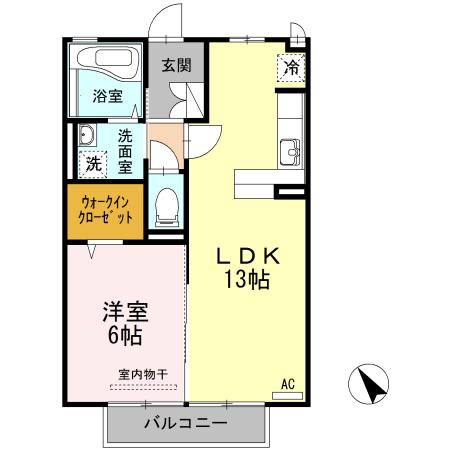 フレア内浜 A棟(1LDK/2階)の間取り写真