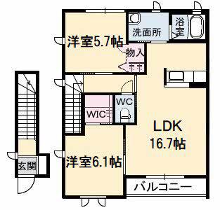 シャーメゾンA(2LDK/2階)の間取り写真