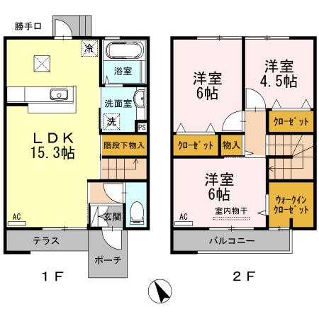 グランツ内浜　Ｂ棟(3LDK)の間取り写真