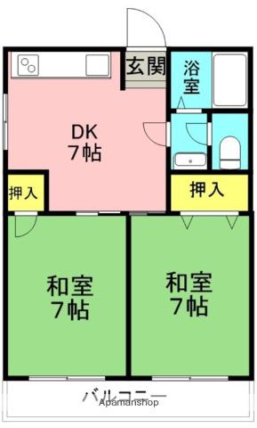 ハイツ松ノ元(2DK/3階)の間取り写真